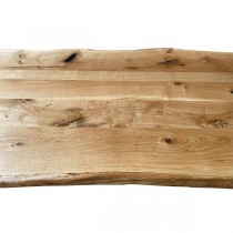 Eiche, Tischplatte, verleimt, astig, rustikal, 200x100x4,5 cm, beidseitig Baumkante, geölt